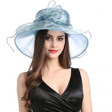 Mujers Organza Church Wide Brim Fancy Derby Tea Xmas Party Wedding Hats Blue Bow 759981209857 eb-37188330